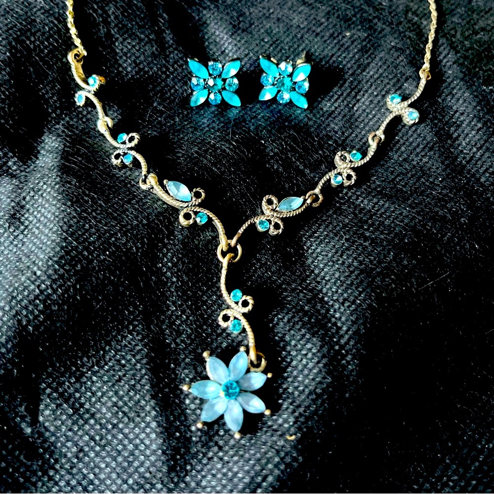 Claire’s Fancy Vintage Necklace and Pair of Flowered Earrings